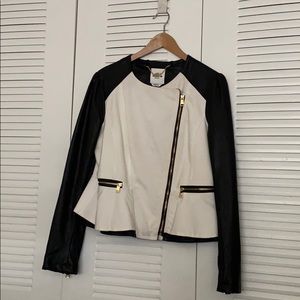 Bebe peplum faux leather jacket